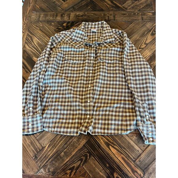 Carhartt Flannel Pearl Snap Shirt Men 2XL Hike Cowboy Western Barn Aztec Outdoor - Picture 1 of 10